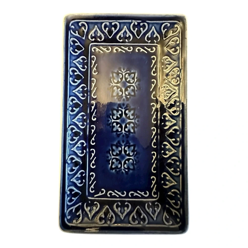 Artistic Accents Blue Ceramic Dish Cobalt Blue Mediterranean Style